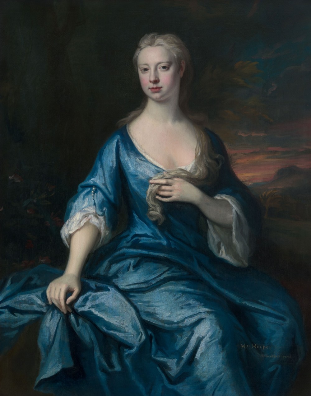 Portrait of Mary Hooper (née Davie) in Blue Dress Seated in a Parkland c. 1715–1725; Jonathan Richardson the Elder (1667–1745), Oil on canvas painting View V