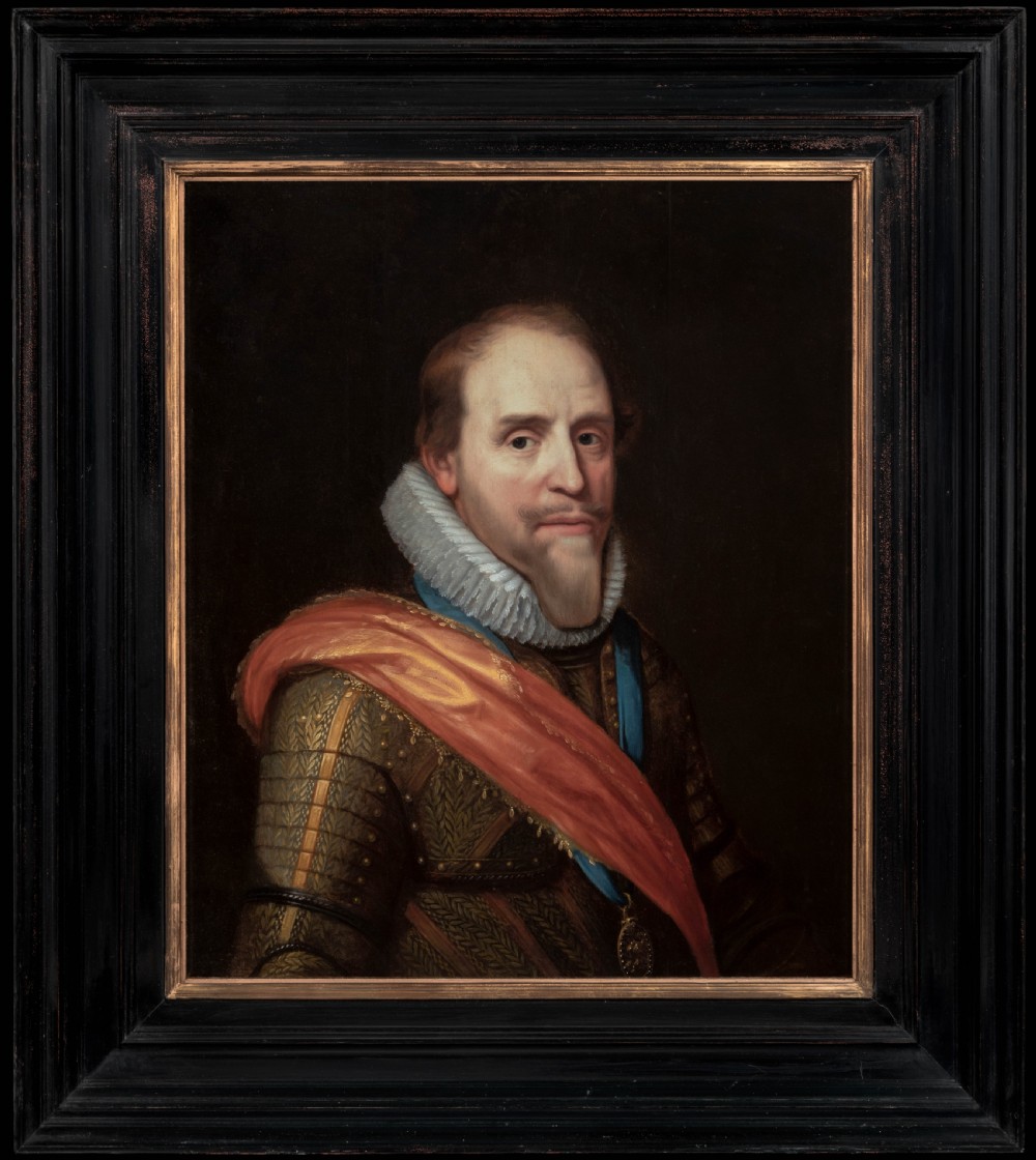 17th Century Portrait of Gentleman, Maurits, Prince of Orange-Nassau; Studio of Michiel van Mierevelt, Provenance Chateau de Vouzeron