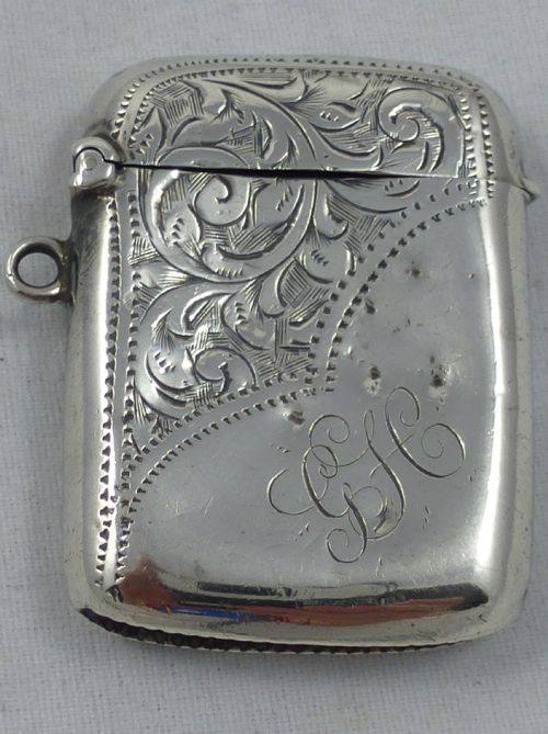 late victorian hallmarked sterling silver vesta case - CATEGORY: ANTIQUE SILVER - DATED 1900
