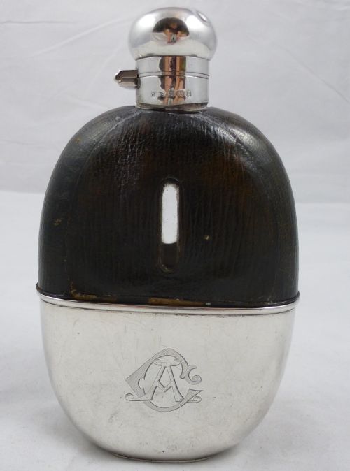 edwardian hallmarked sterling silver hip flask by charles westwood sons - CATEGORY: ANTIQUE SILVER - DATED EDWARDIAN