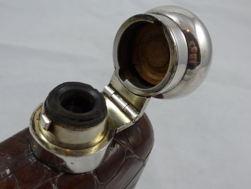 C1900 SILVER PLATED AND CROCODILE SKIP HIP FLASK - ADDITIONAL PHOTO 4
