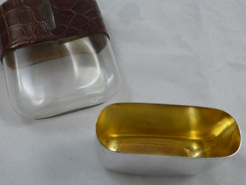 C1900 SILVER PLATED AND CROCODILE SKIP HIP FLASK - ADDITIONAL PHOTO 5