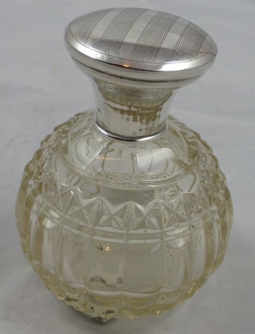 edwardian hallmarked silver cut glass scent bottle by collett anderson - CATEGORY: ANTIQUE SILVER - DATED EDWARDIAN
