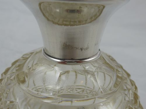 EDWARDIAN HALLMARKED SILVER CUT GLASS SCENT BOTTLE BY COLLETT ANDERSON - ADDITIONAL PHOTO 2