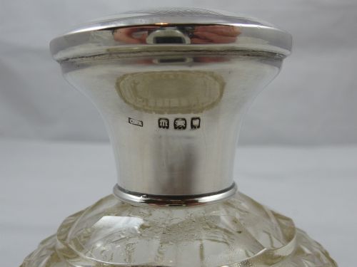 EDWARDIAN HALLMARKED SILVER CUT GLASS SCENT BOTTLE BY COLLETT ANDERSON - ADDITIONAL PHOTO 3