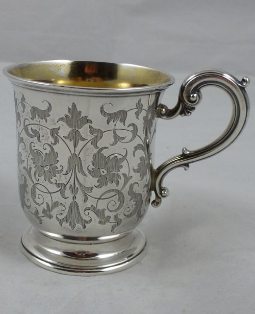 18567 victorian hallmarked sterling silver christening mug by edward john barnard - CATEGORY: ANTIQUE SILVER - DATED VICTORIAN