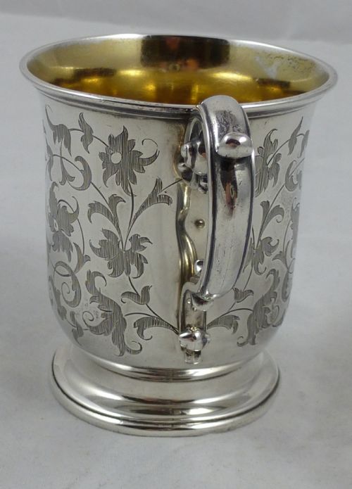 18567 VICTORIAN HALLMARKED STERLING SILVER CHRISTENING MUG BY EDWARD JOHN BARNARD - ADDITIONAL PHOTO 3