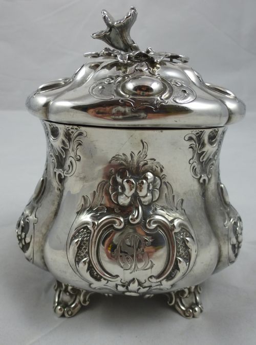 victorian 18467 hallmarked sterling silver neo rococo tea caddy by charles reily george storer - CATEGORY: ANTIQUE SILVER - DATED VICTORIAN