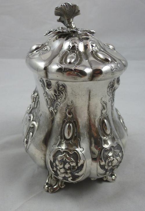 VICTORIAN 18467 HALLMARKED STERLING SILVER NEO ROCOCO TEA CADDY BY CHARLES REILY GEORGE STORER - ADDITIONAL PHOTO 1