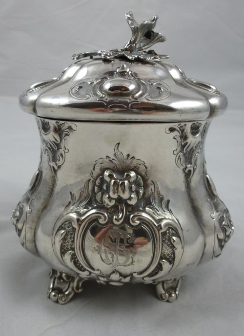 VICTORIAN 18467 HALLMARKED STERLING SILVER NEO ROCOCO TEA CADDY BY CHARLES REILY GEORGE STORER - ADDITIONAL PHOTO 2