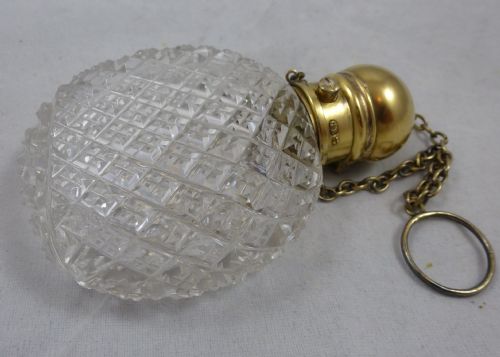an extremely fine midlate victorian silver gilt and cut glass perfume bottle by george brace of london - CATEGORY: ANTIQUE GLASS - DATED VICTORIAN