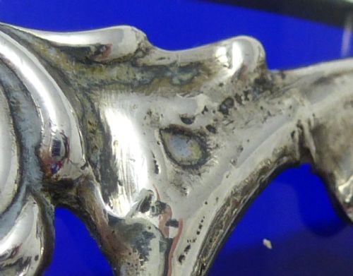 FRENCH MID C19TH EMILE HUGO 950 STANDARD SOLID SILVER CONDIMENT DISH WITH BLUE LINER - ADDITIONAL PHOTO 6