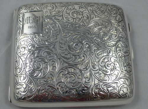 george v engraved hallmarked sterling silver cigarette case by joseph gloster ltd - CATEGORY: ANTIQUE SILVER - DATED 1930