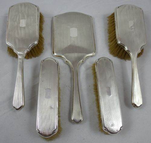 an art deco hallmarked silver dressing table set by james william benson chester - CATEGORY: ANTIQUE SILVER - DATED GEORGIAN