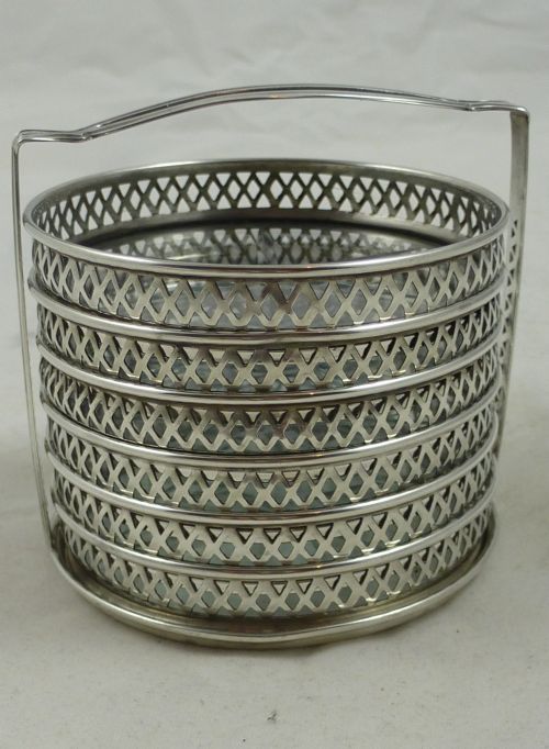a canadian birks sterling silver and cut glass coaster and stand set - CATEGORY: ANTIQUE SILVER - DATED 