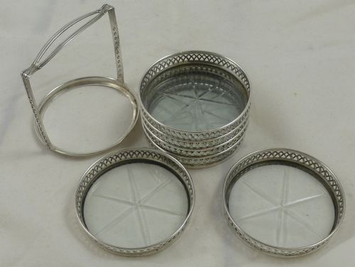 A CANADIAN BIRKS STERLING SILVER AND CUT GLASS COASTER AND STAND SET - ADDITIONAL PHOTO 6