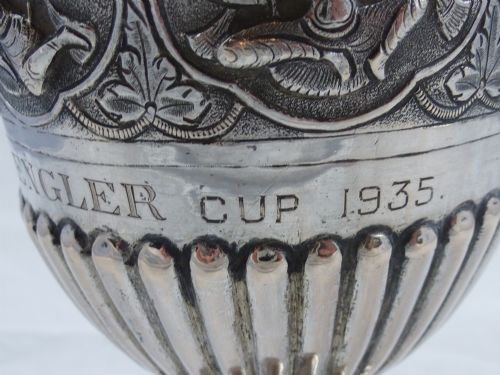 A LARGE INDIAN SILVER TROPHY CUP FOR THE BEEFENGLER CUP 1935 - ADDITIONAL PHOTO 5