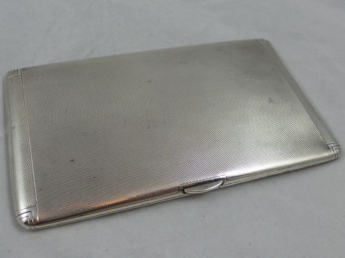 An Art Deco Engine Turned Hallmarked Sterling Silver Cigarette Case Made by Charles S Green & Co