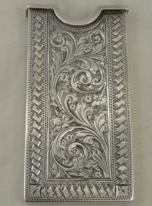 A VICTORIAN HALLMARKED STERLING SILVER BRIGHT CUT ENGRAVED CARD CASE - ADDITIONAL PHOTO 1