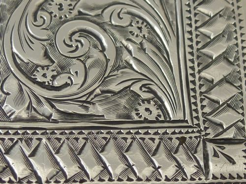 A VICTORIAN HALLMARKED STERLING SILVER BRIGHT CUT ENGRAVED CARD CASE - ADDITIONAL PHOTO 4