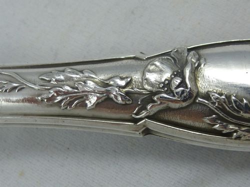 A LATE C19TH FRENCH SILVER HANDLED SERVING FORK - ADDITIONAL PHOTO 1