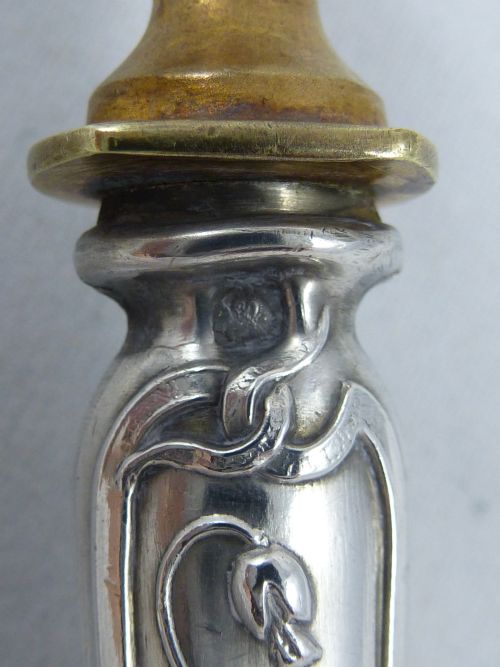 A LATE C19TH FRENCH SILVER HANDLED SERVING FORK - ADDITIONAL PHOTO 2