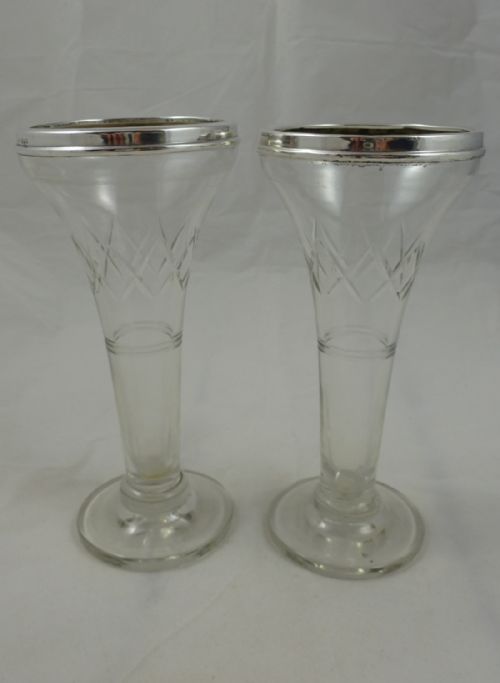 a pair of crystal silver vases by henry williamson ltd - CATEGORY: ANTIQUE VASES - DATED 1920