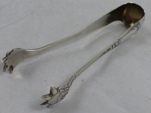 LATE C19TH PAIR OF FRENCH 950 STANDARD SILVER SUGAR TONGS - ADDITIONAL PHOTO 3
