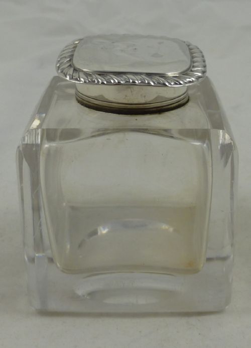 edwardian silver inkwell by horace woodward - CATEGORY: ANTIQUE SILVER - DATED EDWARDIAN