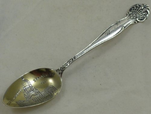 c1900 american sterling silver souvenir spoon for the state capitol springfield illanois by towle silversmiths - CATEGORY: ANTIQUE SILVER - DATED 1900