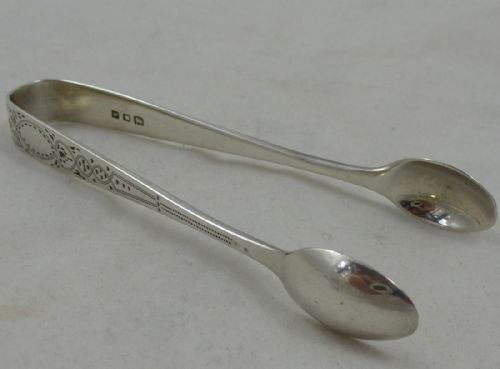 A PAIR OF EDWARDIAN SILVER SUGAR TONGS BY JOSIAH WILLIAMS - ADDITIONAL PHOTO 1