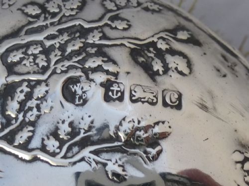 EDWARDIAN HALLMARKED STERLING SILVER HUNTING MIRROR AND BRUSH - ADDITIONAL PHOTO 11