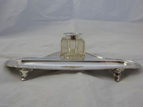 edwardian william hutton sons silver inkwell - CATEGORY: ANTIQUE SILVER - DATED EDWARDIAN
