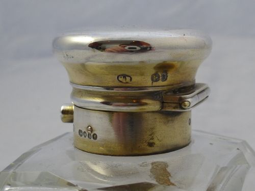VICTORIAN SILVER GLASS PERFUME BOTTLE - ADDITIONAL PHOTO 4