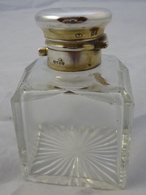 VICTORIAN SILVER GLASS PERFUME BOTTLE - ADDITIONAL PHOTO 5