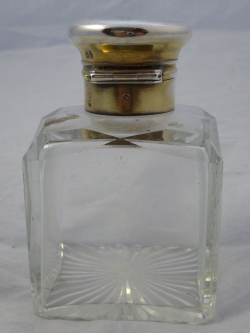 VICTORIAN SILVER GLASS PERFUME BOTTLE - ADDITIONAL PHOTO 6