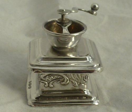 STERLING SILVER NOVELTY MINIATURE COFFEE GRINDER - ADDITIONAL PHOTO 1