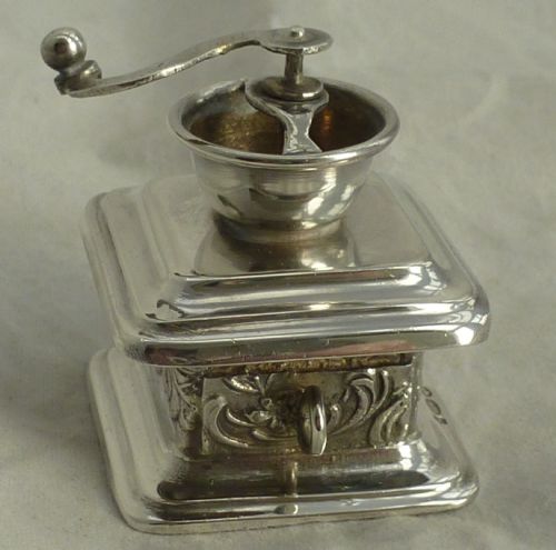 STERLING SILVER NOVELTY MINIATURE COFFEE GRINDER - ADDITIONAL PHOTO 2