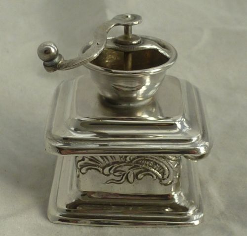 STERLING SILVER NOVELTY MINIATURE COFFEE GRINDER - ADDITIONAL PHOTO 4