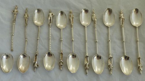 a set of victorian silver soldier teaspoons - CATEGORY: ANTIQUE SILVER - DATED VICTORIAN