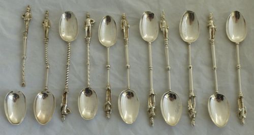 A SET OF VICTORIAN SILVER SOLDIER TEASPOONS - ADDITIONAL PHOTO 2
