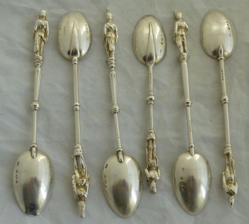 A SET OF VICTORIAN SILVER SOLDIER TEASPOONS - ADDITIONAL PHOTO 4