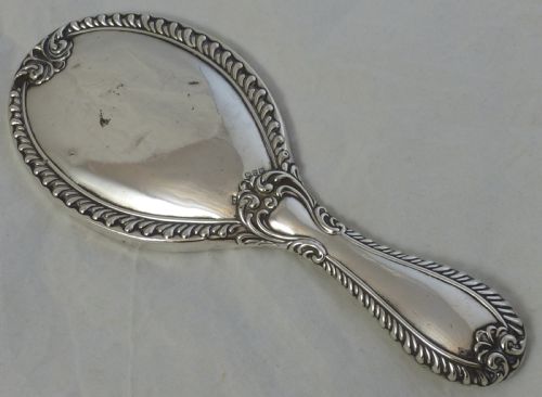 EDWARDIAN STERLING SILVER HAND MIRROR AND CLOTHES BRUSH - ADDITIONAL PHOTO 2