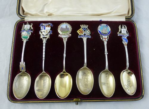 CASED SET OF SIX STERLING SILVER SOUVENIR SPOONS - ADDITIONAL PHOTO 1