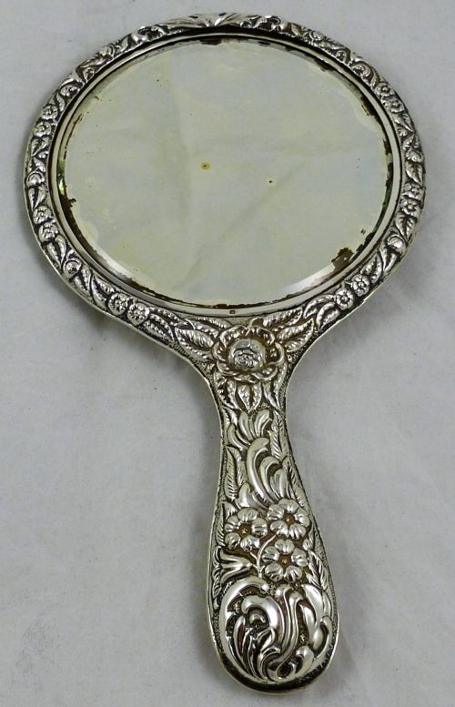 EDWARDIAN STERLING SILVER HAND MIRROR - ADDITIONAL PHOTO 1
