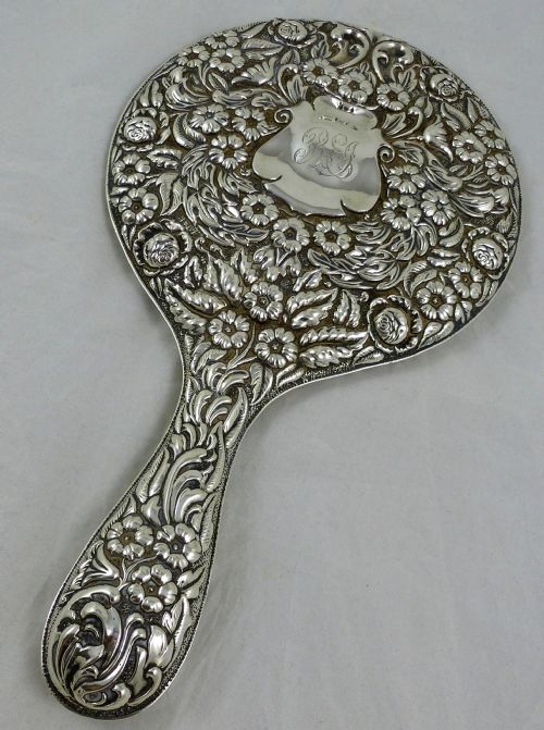 EDWARDIAN STERLING SILVER HAND MIRROR - ADDITIONAL PHOTO 4