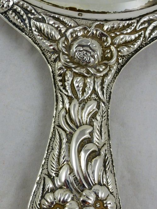 EDWARDIAN STERLING SILVER HAND MIRROR - ADDITIONAL PHOTO 9