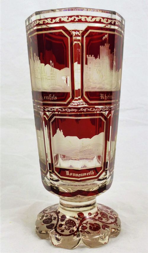 19th century bohemian ruby flash glass vase - CATEGORY: ANTIQUE GLASS - DATED 19TH CENTURY