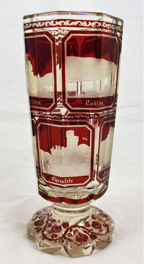 19TH CENTURY BOHEMIAN RUBY FLASH GLASS VASE - ADDITIONAL PHOTO 1
