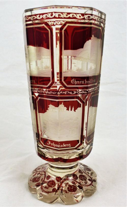 19TH CENTURY BOHEMIAN RUBY FLASH GLASS VASE - ADDITIONAL PHOTO 2